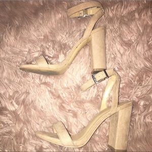 EXPRESS Tan Swede Chunky Heels